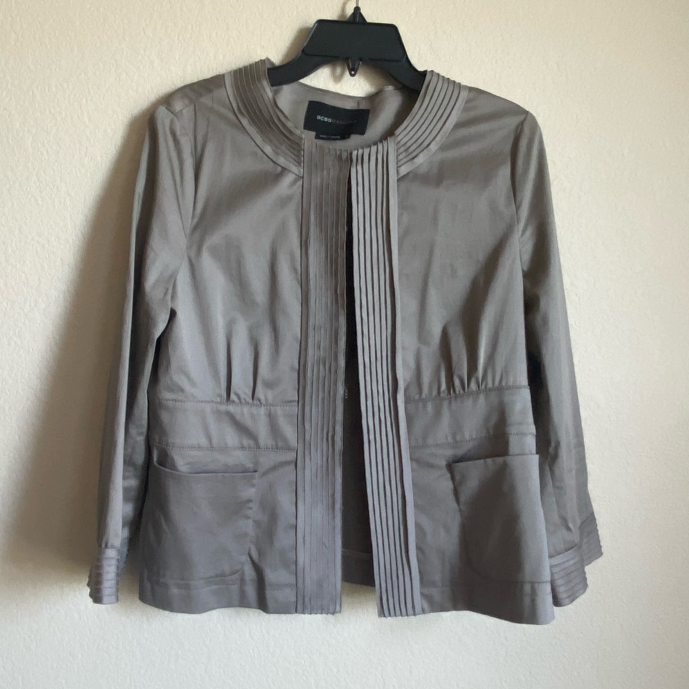 BCBGMaxAzria Gray Pleated Women's Blazer